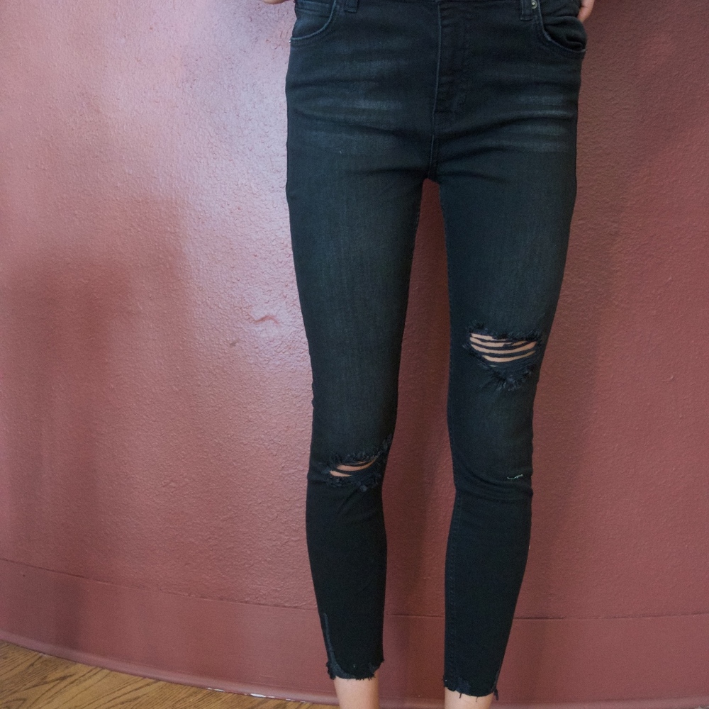 Free People Jeans | Shark Bite Skinny Jeans Black - Picture 7 of 8